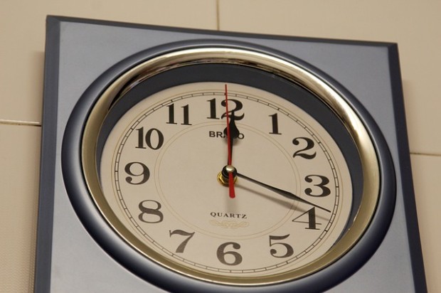denny's restaurants and a clock