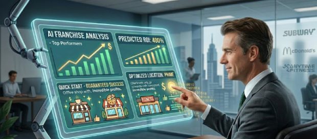 person doing easy franchise research using AI tools