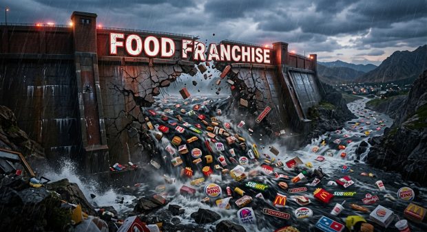 image of food franchise dam breaking and why I'm worried about food franchises