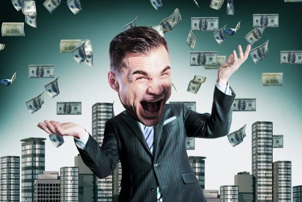 owner of a franchise business is happy making money