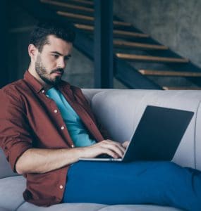 person reading articles about franchising