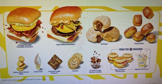 cosmcs food menu