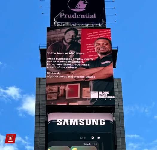 goldman sachs small business billboard september 2024 presidential debate