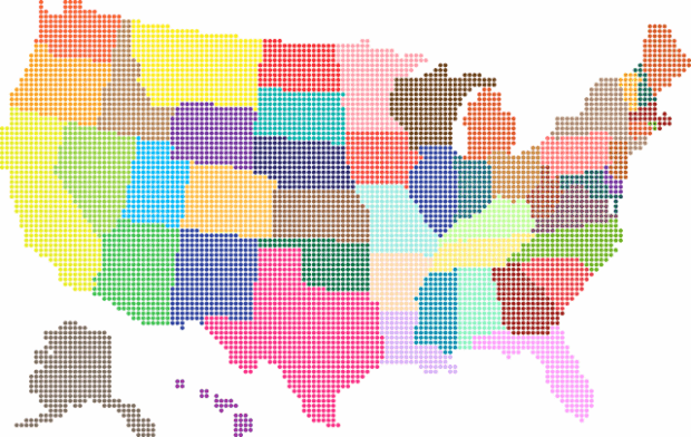 map of USA with all 50 states to start your franchise